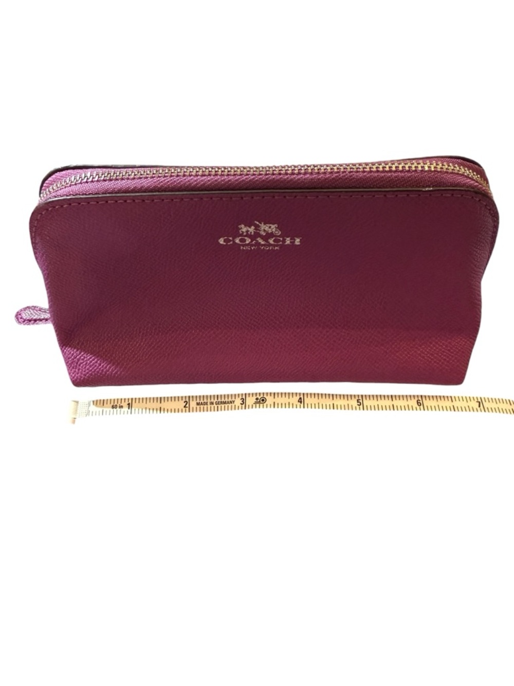Coach Magenta Crossgrain Leather Cosmetic Pouch, Like New! 💜🩷 - Picture 12 of 14